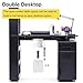 Kikihouse Manicure Table Nail Desk w/Glass Door Storage Cabinets & Wrist Rest, Beauty Salon Workstation, Acetone Resistant, with Dust Collector (Black)
