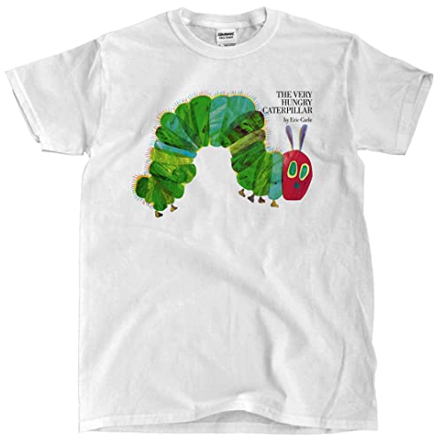 Unisex Adult Classic Fit 100% Cotton White The Very Hungry Caterpillar Animal Print T-Shirt Small - 4XL