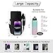 Dikuer Water Bottle Holder with Strap, 4 Big Pockets with Compartment, 24oz/32oz/40oz Crossbody Water Bottle Carrier Bag