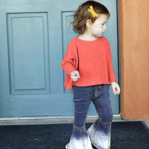 Toddler Girls Bell Bottom Jeans Kids Elastic Waist Gradient Color Denim Pants Pull On Flared Jeans2