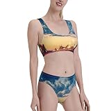 CTOITLKF Badeanzüge für Frauen, Russland Moskau Stadt Rot Quadratisch Kathedrale Damen Bikini-Sets Zweiteiliger Badeanzug Badeanzug Badeanzug, siehe abbildung, L
