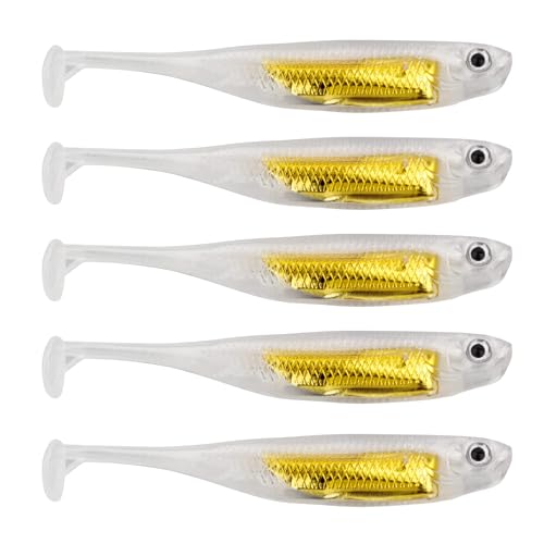QualyQualy Soft Plastic Swimbait Paddle Tail Shad Lure Soft Bass Shad Bait Minnow Paddle Tail Swim Bait for Bass Trout Walleye Crappie - 2.75in, 3.14in, 3.94in, 5in