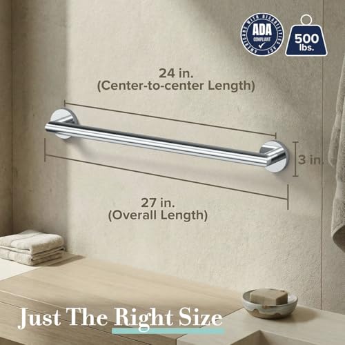 Image of Gatco 964 Glam 24 inch Grab Bar, Chrome /ADA Compliant Safety Grab Bar for Bathroom