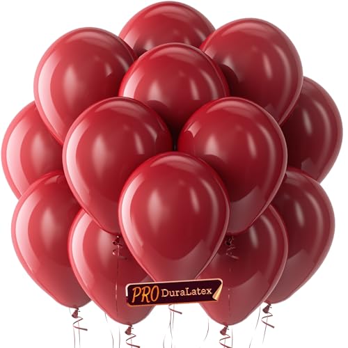 Image of Bezente Pro Duralatex Burgundy Extra-Thick Balloons 100 Pack 12 inch | Dark Ruby Red Maroon Balloons for Long-Lasting Professional Decorations, Valentine's Day Birthday Casino Themed Cherry Party