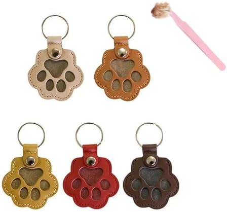 Syiomlis 5 pcs Pet Paw Shaped Hair Storage Keychain,Handmade Key Holder for Collecting Cat and Dog Hair image 2