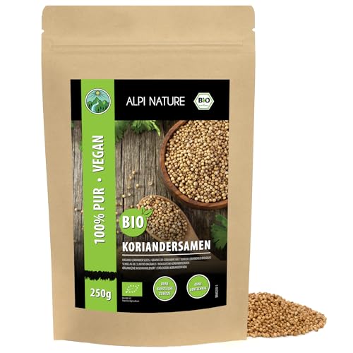 Alpi Nature Organic Coriander Seeds 250g 8.8 oz, Whole Coriander Seeds for Cooking and Spice Blends