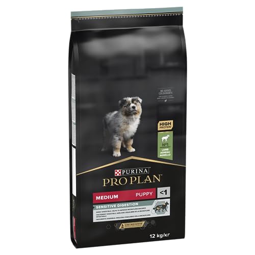 Pro Plan PURINA PRO PLAN Medium Puppy Sensitive Digestion, Welpenfutter trocken, reich an Lamm, 1er Pack (1 x 12 kg)