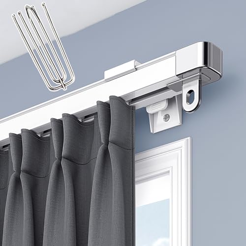 Sistema de riel de cortina retráctil, barra deslizante de aluminio ajustable para montaje en techo/pared, divisor de habitación blanco para caravana/hospital, se extiende de 1,15 a 2,1 m