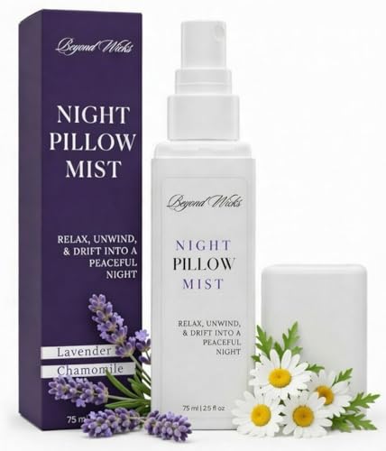 Pillow Spray &ndash; Lavender Chamomile Sleep Spray with Essential Oils &ndash; Relaxing Aromatherapy Mist for Pillows, Bedding, and Linens &ndash; Nighttime Pillow Mist &ndash; 75ml (2.5 fl oz) by Beyond Wicks