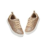 Bernal Girls & Boys Sparkle Glitter Sequin Sneakers Toddler/Little Kid/Big Kid Slip On School Low Top Walking Shoes Show Gift (Gold 4)