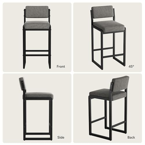 Image of Bar Stools Set of 4, Modern Counter Height Bar Stools with Back,26 inch Grey