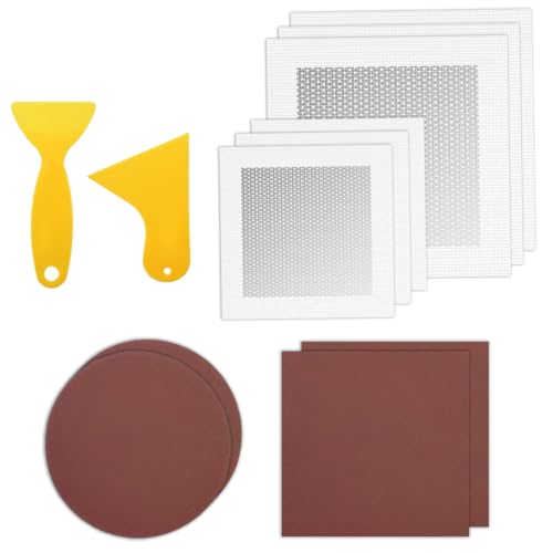 Wall Repair Kit, 12 Pcs Plasterboard Wall Patches, Includes 6 Pcs Wall Hole Filler Patch Self Adhesive with 4 Sandpaper, Plus 2 Putty Knife, for Plaster Roof Drywall Crack Repair, Multicolor