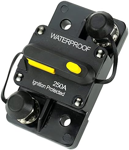 STETION 250 Amp Circuit Breaker with Manual Reset Marine Circuit Breaker Protect for Automotive Audio System Battery Fuse Solar Breaker 12V-48VDC Waterproof (C250A)
