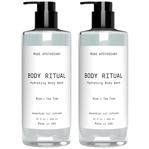 Muse Bath Apothecary Body Ritual Hydrating Body Wash - Aloe Tea Tree Body Wash For Women & Men - Essential Oil Infused Aromatherapy Body Wash Women - Natural Body Wash For Women - 32 Ounce, 2 Pack #TOP10