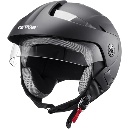 VEVOR 3/4 Motorcycle Helmet DOT Approved, Smart Street ABS & High Density Helmet Interchangeable Lens, Comfortable Motocross Helmet, Fit for Youth & Adults Size M