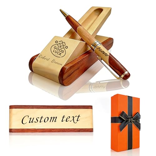 Custom Engraved Wooden Pen Set, Personalized Ballpoint Pen for Men Women, Executive Gift for Birthday Christmas Graduation Teacher Boss (Beech wood+ maple wood (two-tone))