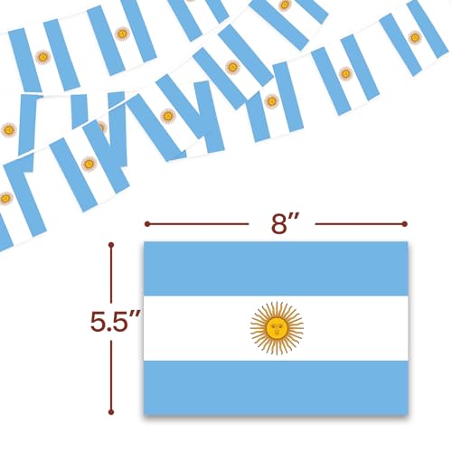 Image of Anley Argentina String Flag Pennant Flags, Patriotic Events 9th of July Argentina Independence Day Decoration Sports Bars - 33 Feet 38 Flags