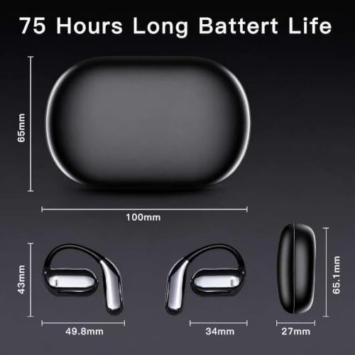 Image of Hsility Wireless Earbuds Bluetooth Earbuds Built-in Mic with Ear Hooks 50H Playtime Ear Buds LED Display Charging Case Waterproof Design for Running Fitness