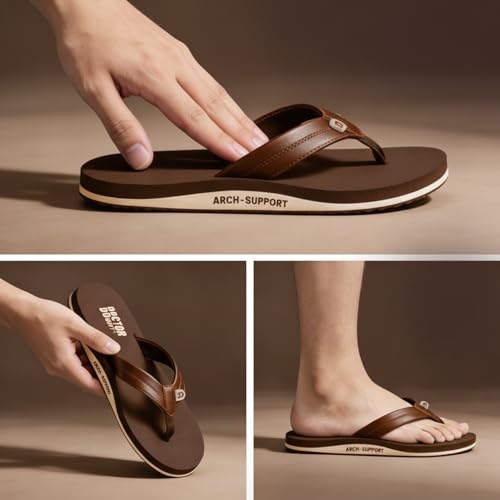 Image of DOCTOR EXTRA SOFT Thong Arch Support Ortho Slippers for Mens| Orthopedic Diabetic & Stylish| Lightweight Comfortable & Casual| Cushion Anti-Skid Bedroom Daily Use House Flip-Flops Gents Boys D-38