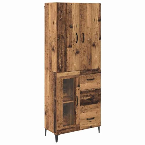vidaXL Alacena Madera Vieja 69,5 x 34 x 180 cm Madera contrachapada, Salón, Moderno altillo de Almacenamiento, Mueble Rectangular montado en Pared, Ahorra Espacio en casa