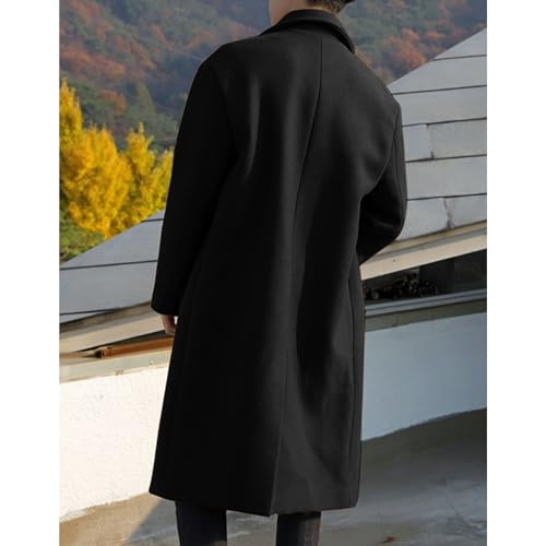 JEShifangjiusu Mens Trench Coat Outdoor Slim Fit Casual Notch Lapel Wool Coat Lightweight Mid-Long Windbreaker Jacket4