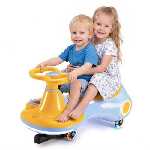DollarDash 12V Electric Wiggle Car for Kids 3-in-1 Ride on Toy with Pedal Wiggle Scooter with Flashing Wheels Easy Assembly Swing Vehicle with Rechargeable Battery for Toddlers Ages 3+ 30-70kg