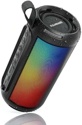 FULMINARE Bluetooth Speaker Wireless TWS Pairing 26W HD Loud Stereo Portable Bluetooth Speakers 6.0 with 16H Playtime, RGB LED Light, IPX5 Waterproof for Home Outdoor Party Gift Black
