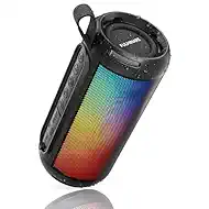 FULMINARE Buletooth Speakers Wireless TWS with Small Boombox 26W HD Loud Stereo Sound, Portable Speaker Buletooth 6.0, 16H Playtime, LED Lights, IPX5 Waterproof, for Home/Beach/Party/Gift - Black