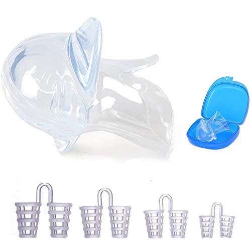 Stop Snoring Solution - Dispositif anti-ronflement, dispositif de retenue de la langue en silicone et évents nasaux, aide au sommeil anti-ronflement pour un sommeil naturel et confortable