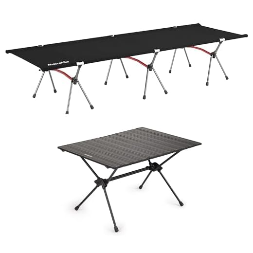 Naturehike ArmyWild Camping Cot & FT11 Height Adjustable Camping Table