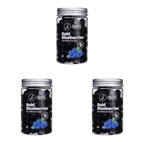 Image of Flyberry Gourmet Dried Blueberries, 100g | Sugar Free | Infused with Organic Apple Juice (Pack of 3)