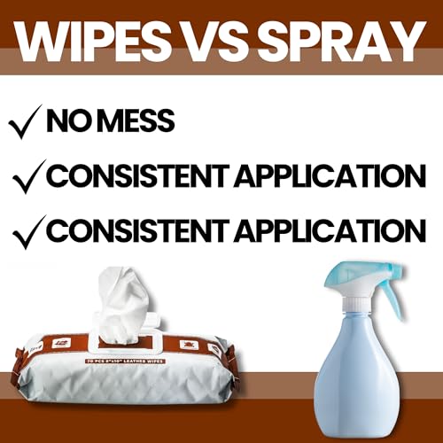 Venture Wipes Leather Cleaner Wipes - Clean, Condition, & Protect - Cleansing Wipes for Interior, Furniture, Purses, Shoes Boots - Car Cleaning Supplies - Extra Large 8