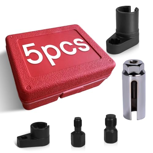 Nwsuewi O2 Oxygen Sensor Socket Thread Chaser Set, Automotive O2 Oxygen Sensor Socket, Offset 02 Sensor Wrench Removal Tool and Thread Chaser Tool