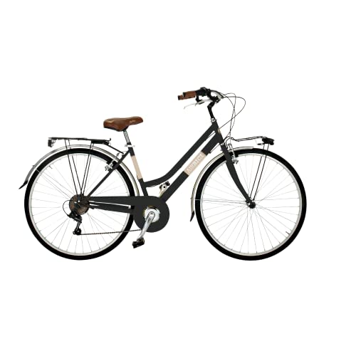 Airbici Bicicleta de Paseo Mujer Negro Modelo Allure 603AC | Bicicleta Vintage de Paseo 6 Velocidades, Chasis de Acero, Guardabarros, Luces LED y Portaequipajes | Bici Urbana Mujer