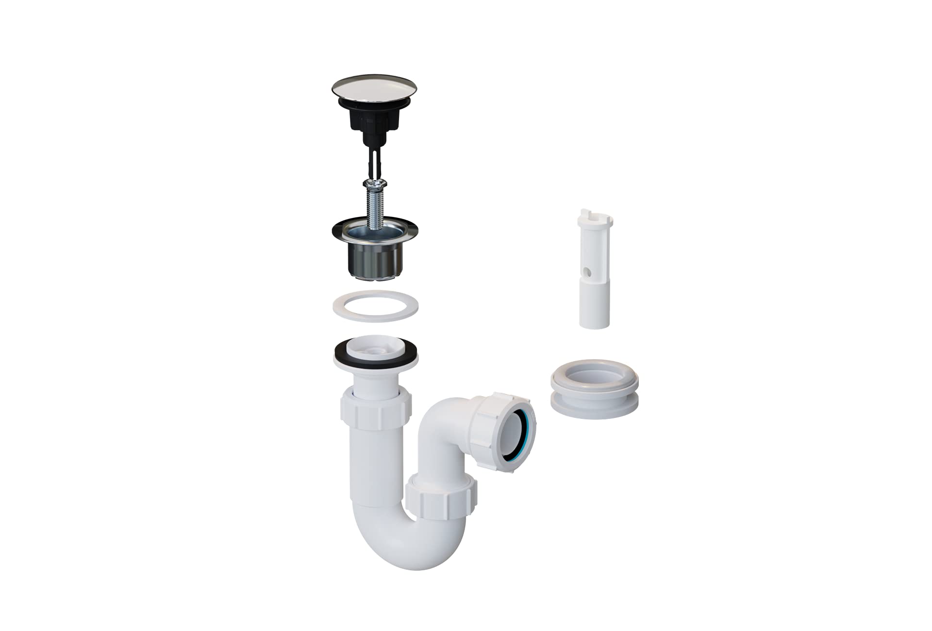 McAlpine All in One Fast Fix Basin Clicker Basin Waste & 1 1/4" Tubular Trap - BK2