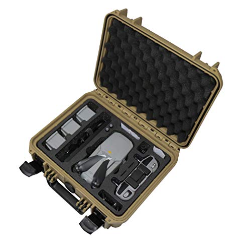 Koffer für DJI Mavic Air 2 mit Inlay für Fly More Combo, bis zu 4 Akkus und viel Zubehör | wasserdichter Outdoor Case IP67 - Made in Germany (Sahara)