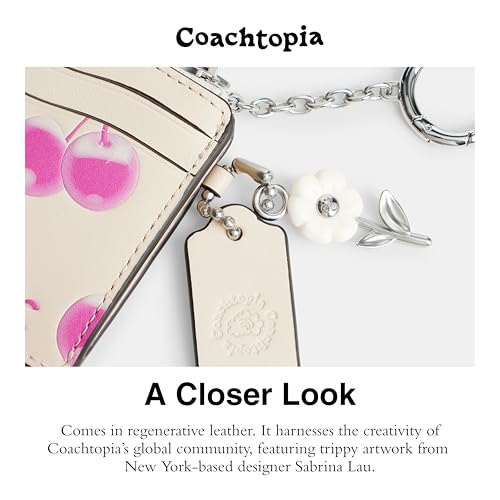Coach Women's The Summer I Turned Pretty Wavy Zip Card Case with Key Ring in Cherry Print, Pink/Cloud, One Size4