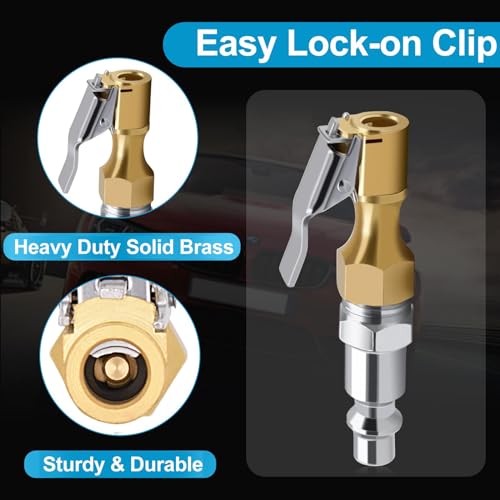 MACHSWON 3 Pcs Air Chuck Heavy Duty Closed Flow Tire Chuck with 1/4" FNPT for Tire Inflator Gauge Compressor Accessories - Image 3