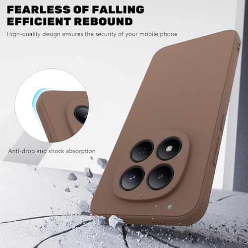 Image of DIZORO Compatible with Mi Redmi Note 15 Pro Plus 5G Back Cover with Upgraded Square Edges for Camera Protection Shockproof Flexible Matte Liquid Silicone Mobile Phone Case - Brown