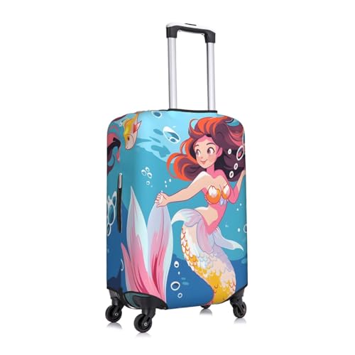 Luggage Cover Protector Cartoon Mermaid Sea Fish Suitcase Cover With Zipper, Luggage Cover For 18"-21" Suitcase Elastic Washable Stretch Suitcase Protector For Travel Vacation3