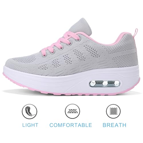 Image of RUIDENG Platform Sneakers for Women Air Cushion | Walking Shoes Women Comfortable All Day | Thick Rocker Bottom