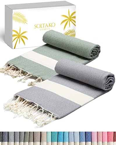 SOLTAKO XXL 8X Fouta ręcznik plażowy ręcznik do sauny ręcznik kąpielowy ręcznik hammam zestaw upominkowy bardzo duży lekki 100 x 200 cm (kolory: koralowy-aqua)