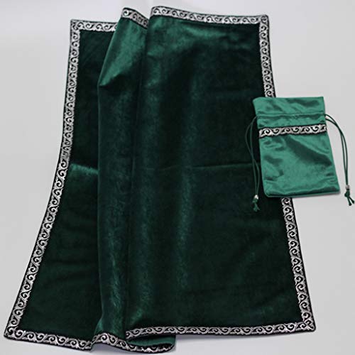 Baoblaze Altar Tarot tafelkleed, 26 x 26 inch waarzeggerij Wicca fluwelen doek met Tarot zakje - groen - Image 7