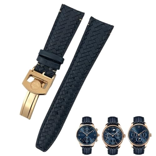 Bracelet de montre en cuir pour IWC Portugieser Portofino IW5007 bleu