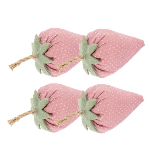 Cabilock 4pcs Fabric Simulated Strawberry Fake Fruit Bowl Fillers Strawberry Lifelike Fruits Strawberry Decor Artificial Fruits Decoration Strawberry Ornament Fake Strawberries