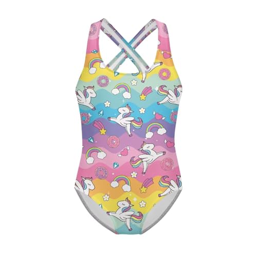 Image of Girls One Piece Swimsuits Teens Sleeveless Back Cross Strap Bathing Suit Kids Quick Dry Cute Beach Swimwear(5-14)