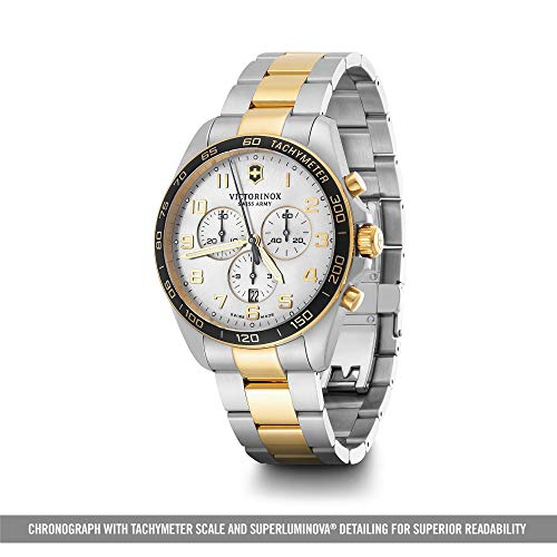 Victorinox Swiss Analog Watch for Men - Grey Dial with Bi Colour Stainless Steel Bracelet, Stylish Wrist Watch for Casual Wear - FieldForce Classic Chrono (42 mm) - Image 4