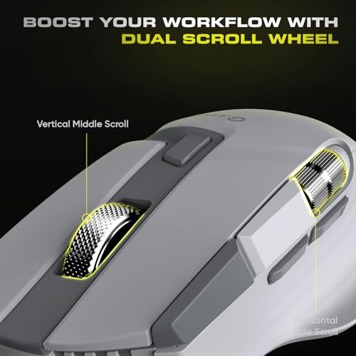 Image of Amkette XS Series Flow S Ergonomic Wireless Mouse /Bluetooth Mouse with Side Scroll, 2.4G + 3xBT, 7 Buttons, Multi-OS, 3200 DPI Adjustable, 1000Hz Polling, 800mAh Rechargeable