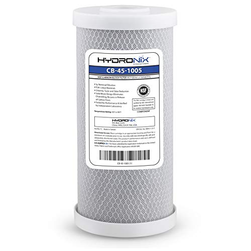Hydronix CB-45-1005 Whole House or Commercial NSF Coconut Activated Carbon Block Water Filter, 4.5" x 10" - 5 Micron