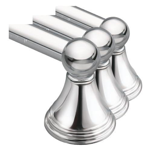 Image of Moen Preston Collection Chrome Single Wall Mounted Bathroom Towel Bar, DN8418CH, 18 Inch (Pack of 3)